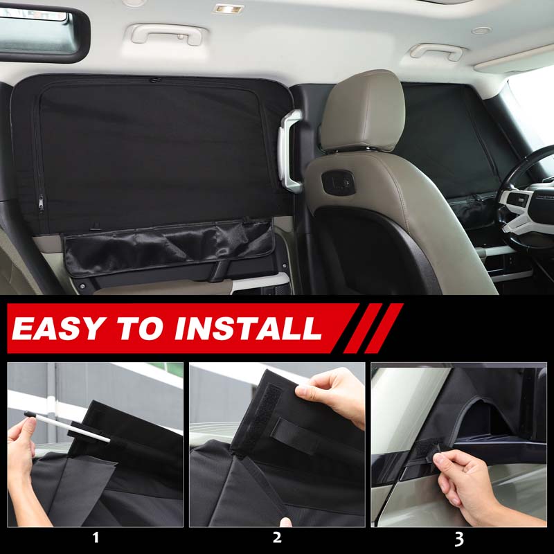 Car Front And Rear Doors Windows Mesh Covers Camping Insect Proof And Sunshade Mesh Covers For Land Rover Defender 110 2020-2026