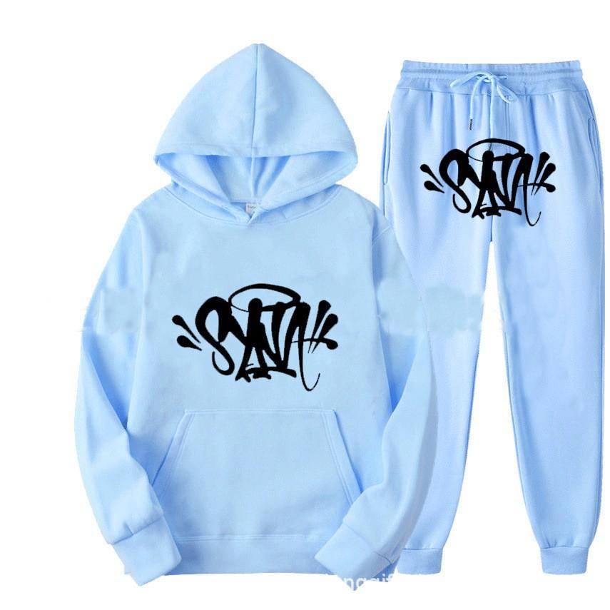 SynaWord High Street Fashion Trendy Brand Suit Men's Ins Trend Hip Hop Hoodie Syna Print Sweater Suit