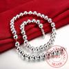 925 Silber 4mm/8mm/10mm Glatte Perlen Kugelkette Halskette Für Frauen Trendiger Schmuck für Hochzeit Verlobung/gadaz