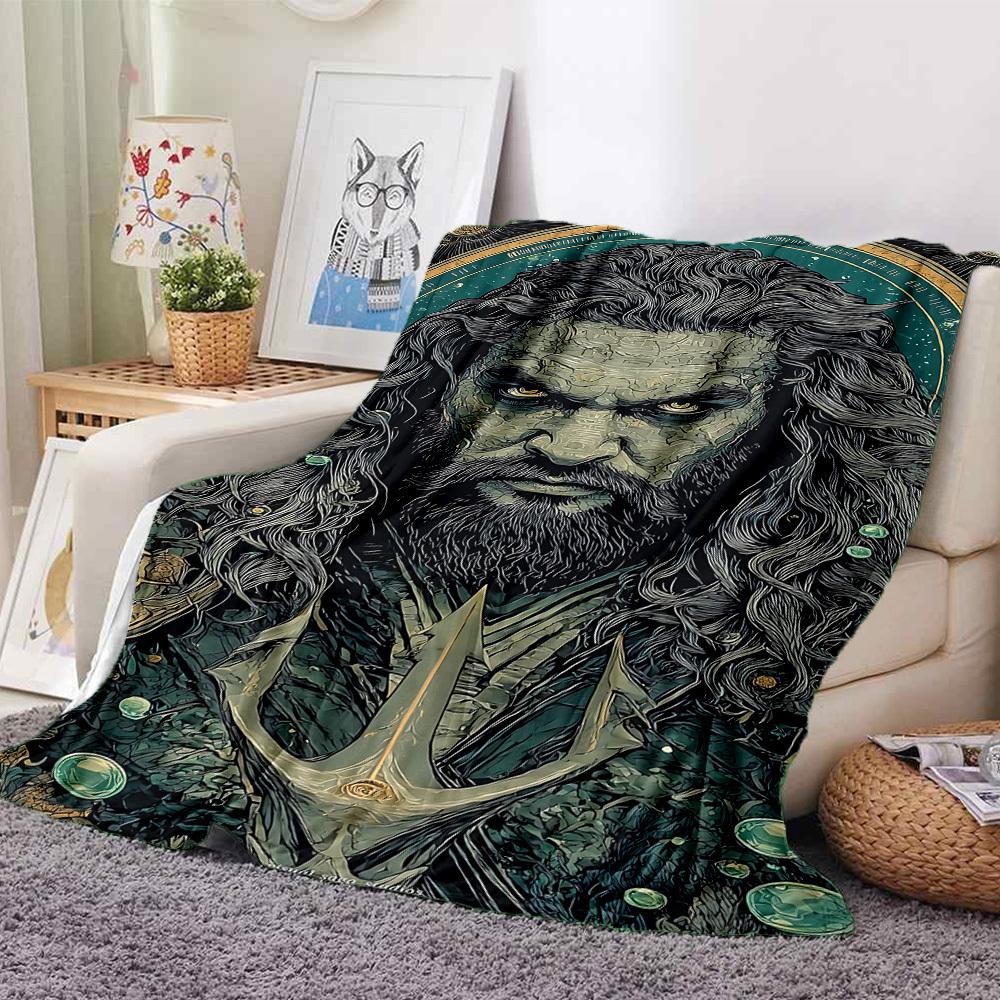 

1pc Ocean King Flannel Throw Blanket - HD Printed Lightweight Soft Warm All-Season Blanket for Sofa, Bed, Travel158 130cmx150cm