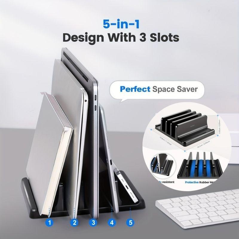 Nastavitelný vertikální stojan na notebook Přenosný držák na notebook Stolní úložný prostor Notebooky Tablet Univerzální držák