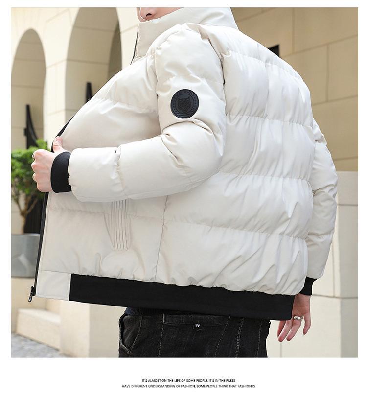 Cross Letter Men's Lightweight Winter Cotton Padded Stand Collar Jacket