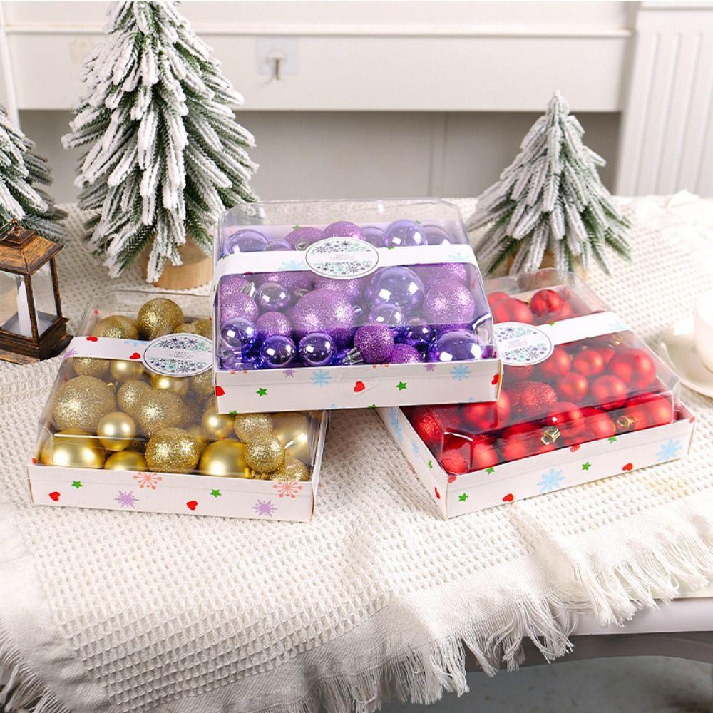44pcs Shatterproof Christmas Tree Decoration Pendant 3/4/5CM Hanging Ornament  New Year
