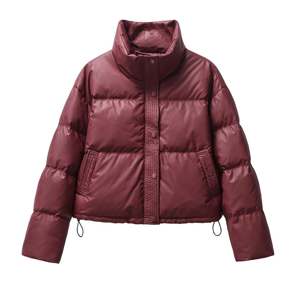 Women's Trendy 2024 Wash-Free PU Leather Down Jacket - Small, Thickened Short Style