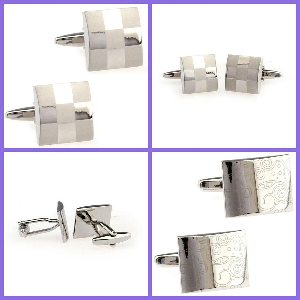 V-förmige Metallmanschettenknöpfe mit lasergraviertem Logo und gebürsteter Oberfläche