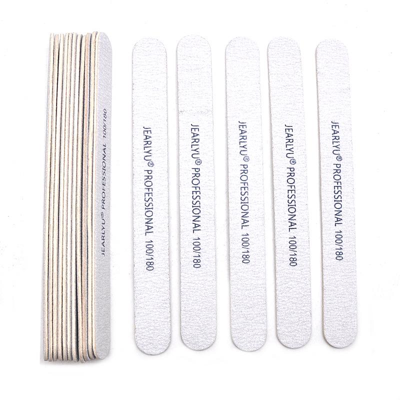 Premium Thick Nail Art Wood File - High-Quality Gray White Sandpaper, Knife & Half Moon Shape