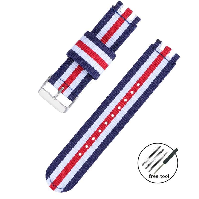 Cinturino in Tessuto di Tela Intrecciata da 17 mm 19 mm 20 mm per Orologio Swatch, Braccialetto Militare Sportivo da Uomo a Rilascio Rapido