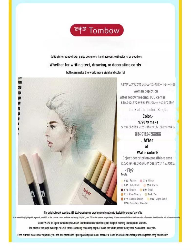 Tombow ABT Warm Color Double-Ended Watercolor Brush Pen for Students