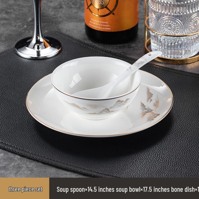 Gold Rimmed Bone China 9-Piece Banquet Tableware Set