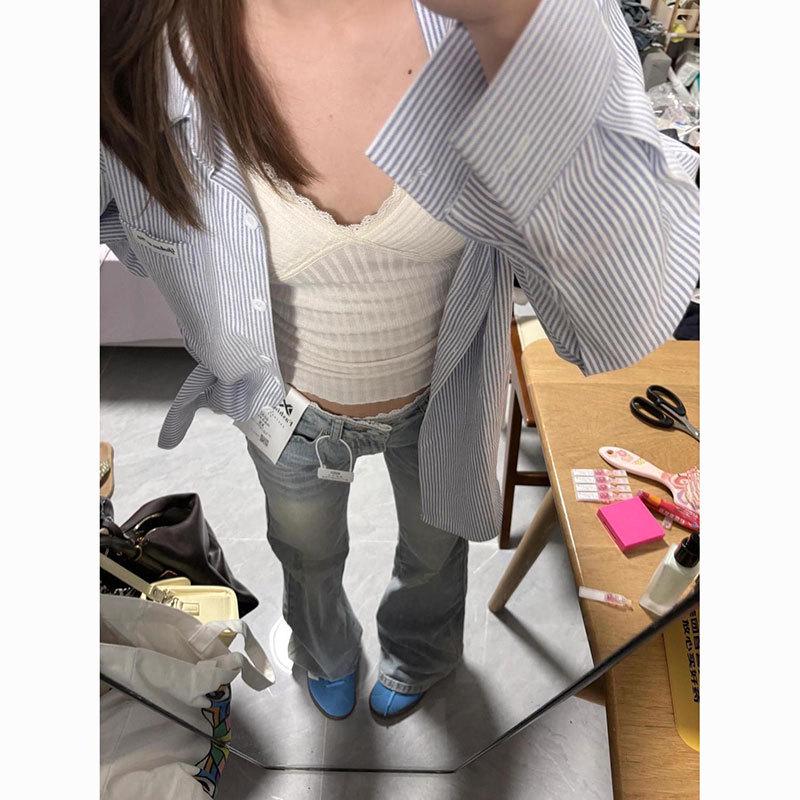 Damen Schlagjeans in Übergröße mit Spitzenbesatz – Sommerstil, Weiter Bein, Zerrissen, Bodenlang.