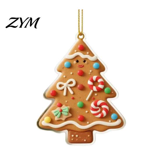 Xmas Party Home Decor Supplies Gingerbread Christmas Tree Pendant, Double-sided Acrylic Hanging Ornament for Durable Double Sided Printed Charms