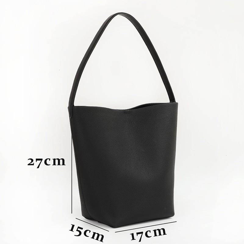Korean Commuter Portable One-shoulder Tote Bag Leather Top-layer Cowhide Underarm Large-capacity Bucket