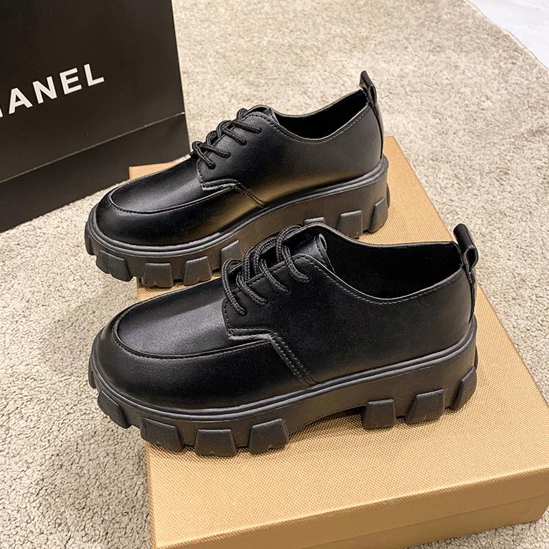 Fashion Women's New Autumn Thick Heel Shoes Round Head Front Strap Thick Sole Anti-slip Wear-resistant Low-top Shoes