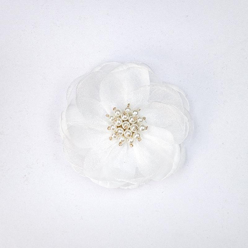 5Pcs 3D Beaded Center Chiffon Artificial Flowers for DIY Sewing Garment Patch Photo Prop Party Decoration