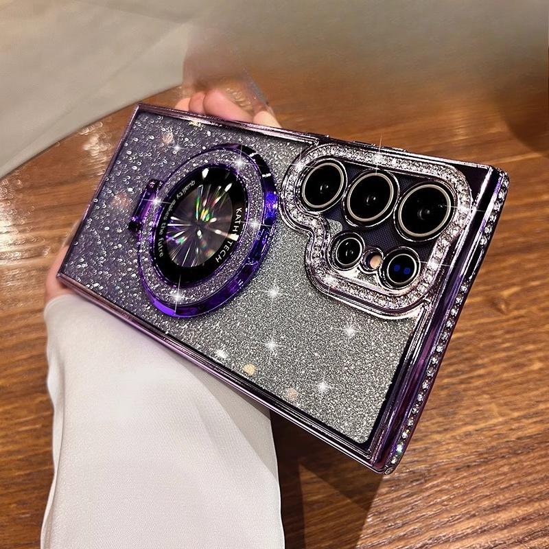 New Luxury Rhinestone Bracket Samsung S25 Mobile Phone Case Suitable for S24ultra Women's High End S23