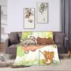 Rilakkumas and Friends Flannel Blanket Winter Super Warm Throw Blanket for Girls Boys Couch Bed Novelty Bedspread Sofa Bed Cover