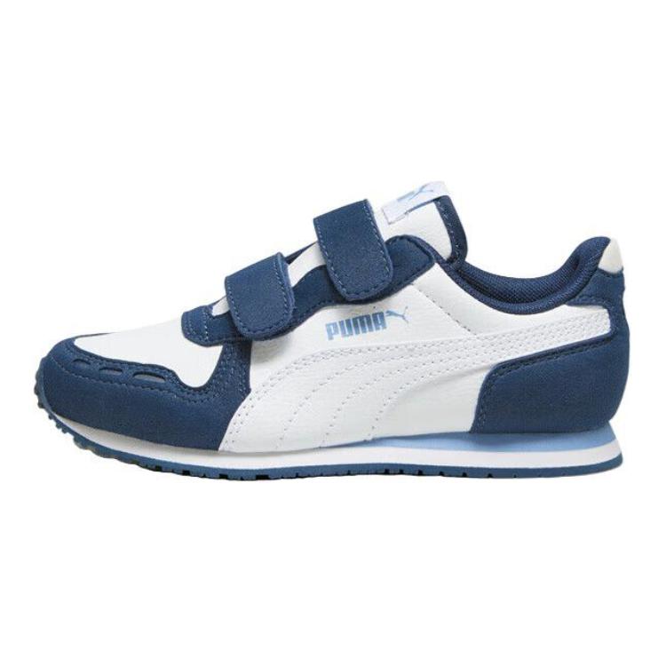 Puma Cabana Racer Comfortable Lightweight Low-Top Casual Shoes Kids sneaker White Light-Blue 383730-12