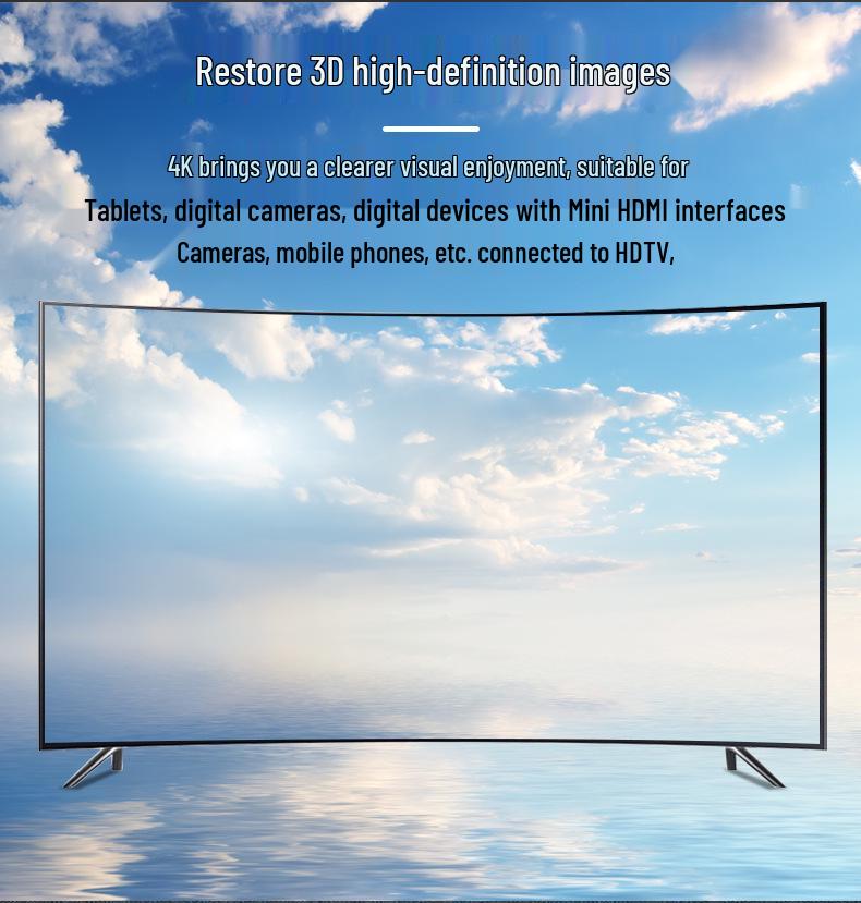4K Mini HDMI To HDMI Thin Soft Cable, Pure Copper, HDMI 2.0 for DSLR Camera To Monitor Connection