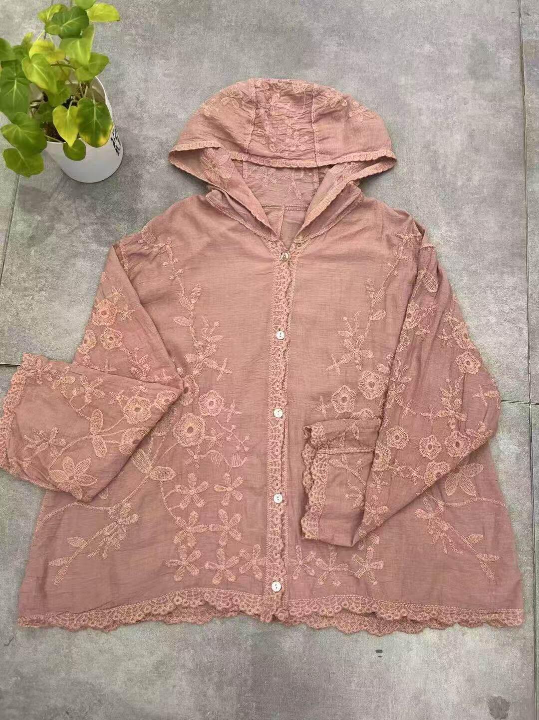 

Women s Summer Hooded Cardigan: Exquisite Embroidery, Breathable, Sun-Protective, Skin-Friendly, High-Quality, Nine-Point Sleeves. One Size