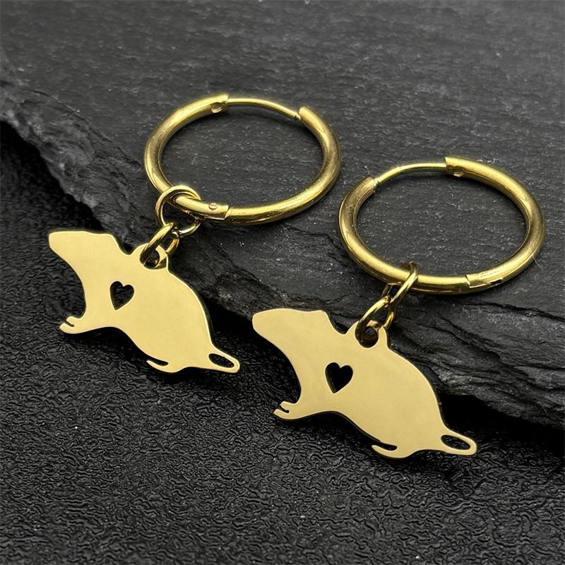 Cute Little Mouse Earrings For Women Men Stainless Steel Gold Silver Color Lovely Rat Pet Lover Drop Dangle Earring Jewelry