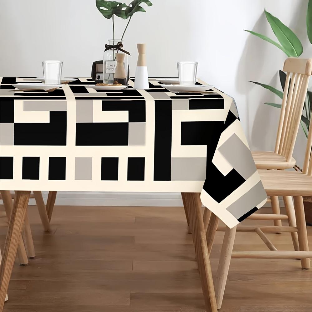 1pc geometric pattern polyester tablecloth, stylish and elegant, large-sized tablecloth for furniture decoration.PMJ