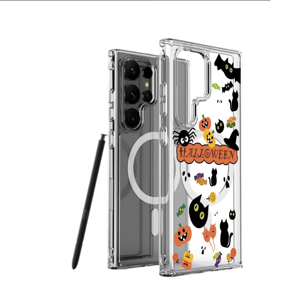 Halloween Magnetic Transparent Full-Coverage Case for iPhone 15/16/17 Pro Max