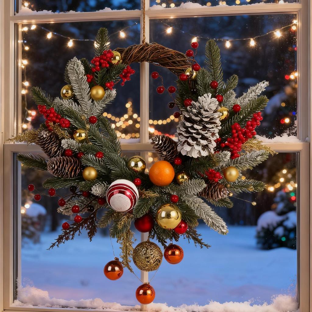 Christmas Wreath Decorative Keepsake Garland Christmas Door Decorations Wreath For Indoor Outdoor Wall Window Porch Garage House