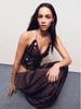 2025 Red Sequin Strappy Deep V-Neck Ball Gown & Hip-Hugging Skirt Set