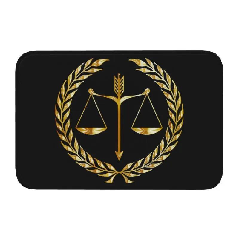 

Custom Law Golden Scales Of Justice Doormat Anti-Slip Entrance Living Room Door Floor Mats Lawyer Legal Room Rug Carpet Footpad 40x60cm