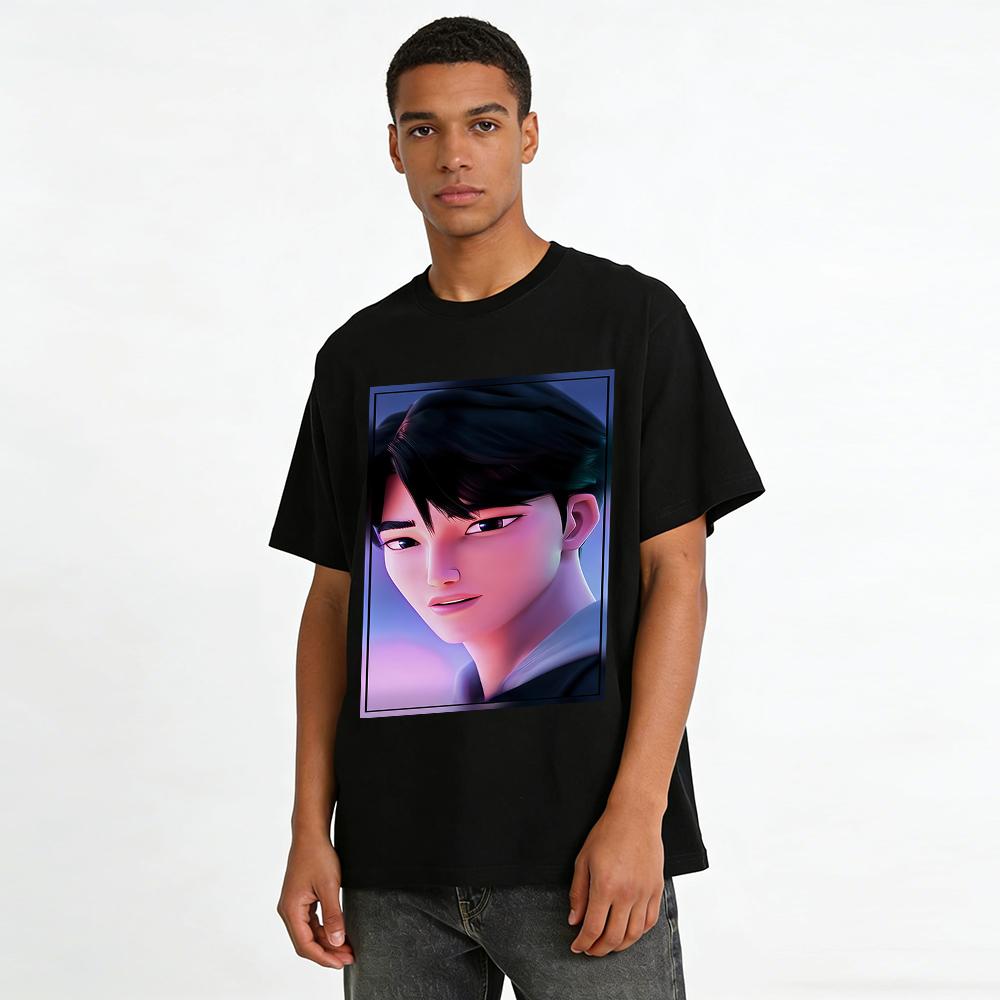 Korean Style Anime Handsome Hero Printed T-shirt Trendy Personalized Anime Peripheral Top For Men And Women Pure Cotton T-shirt