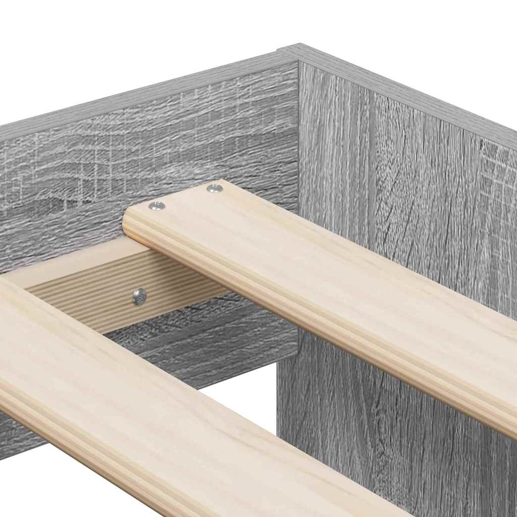Storage Bed Frame in Grey Sonoma 70 x 190 cm Engineered Wood