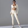 Yoga Clothing Trend Sports Gathering Long Sleeved Solid Color Slim Fit Elastic Fitness Clothing Running Training Sports Suit