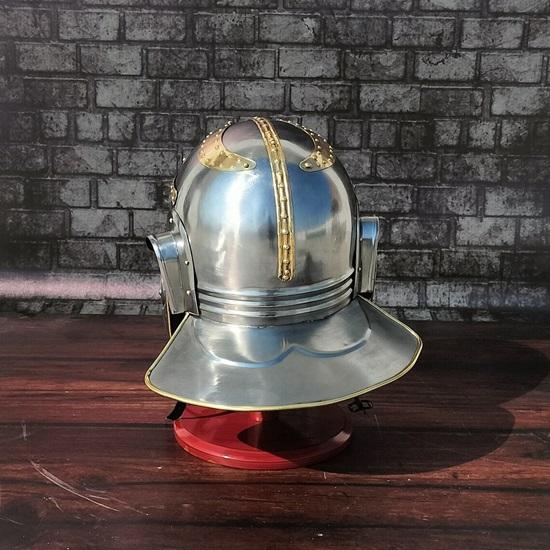 Roman Knight Spartan Battle Helmet – Wearable Steel SCA LARP Costume with Stand