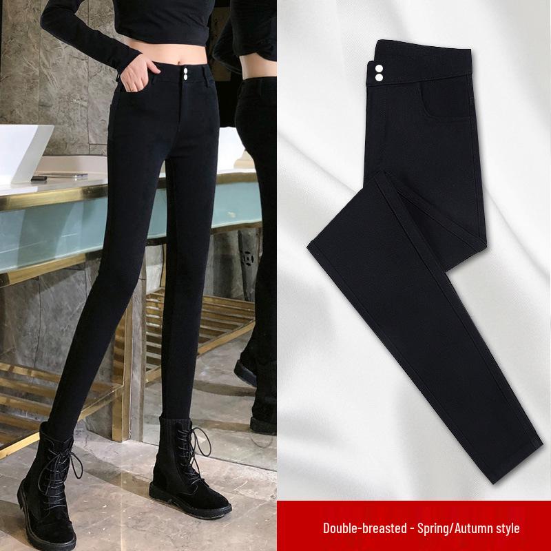 Damen Schwarz Plus Samt Lammwolle Baumwolle Leggings - Dicke, Warme Hose für Herbst/Winter 2025
