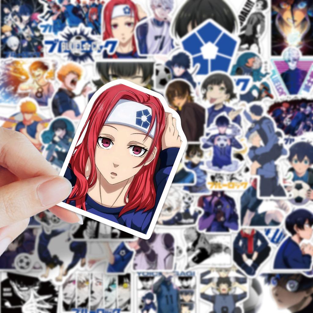 50 Pieces of Blue Prison Stickers Featuring Cartoon Anime Characters: Kazuma Kiyo, Hachiro Fura, and Renya Kunagami