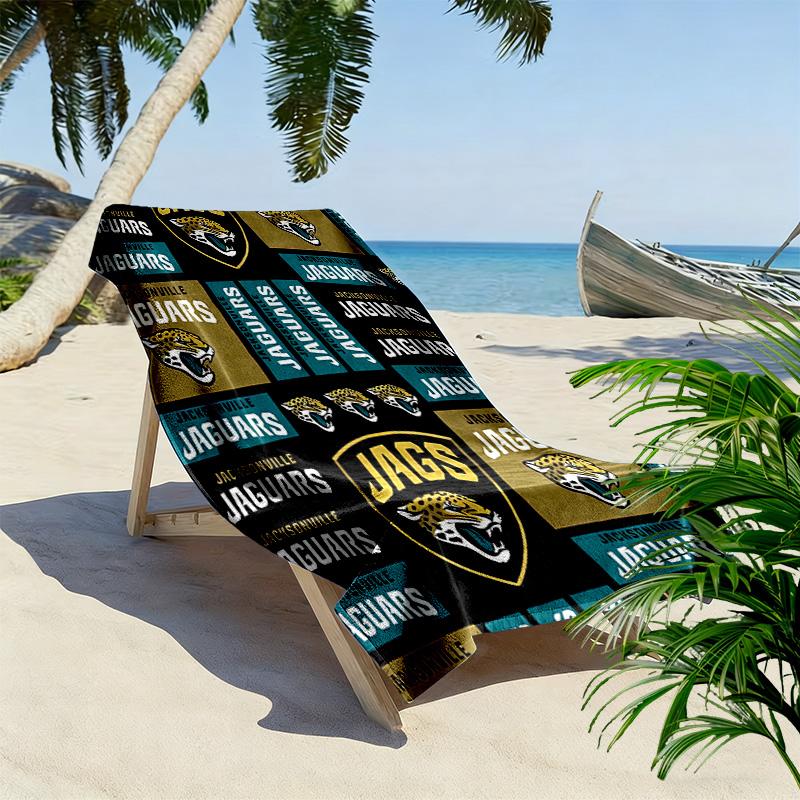 Jacksonville Jaguars Print Beach Towel, Large Soft Quick Dry Towel for Beach Camping Swimming