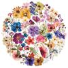 Transparent PET Waterproof Flower Plant Stickers 50Pcs Decor Decals for DIY Diary Phone Case Handmade Craft