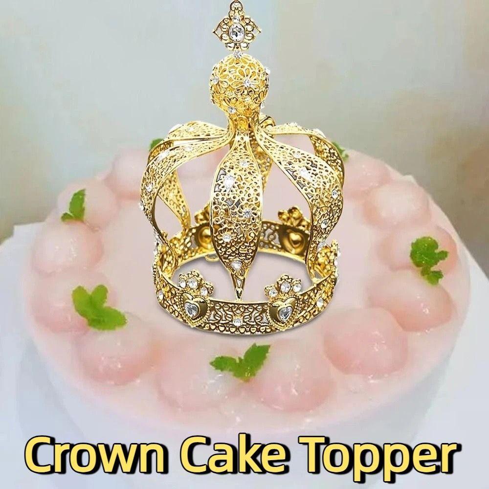 1/2Pcs Baroque Crown Cake Topper Elegant Wedding Tiara Rhinestone Crown  Royal Celebration