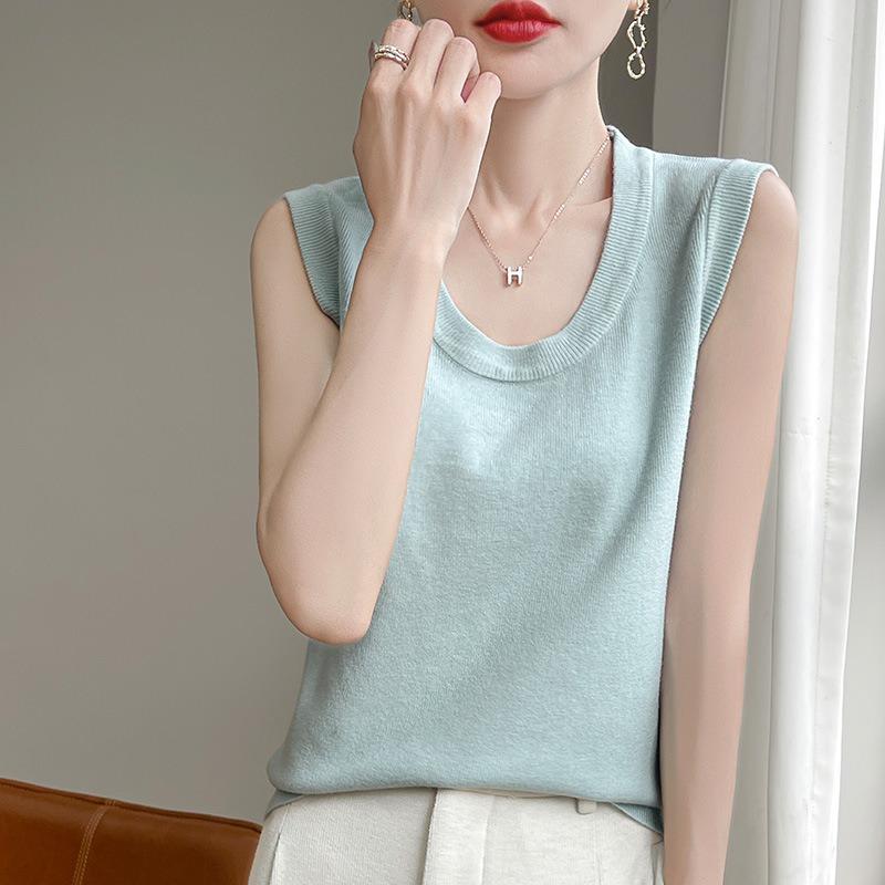 

Летний новый вязаный свитер базовый слой топ тонкий повседневный простой и свободный топ с халтером XXL светло-зеленый