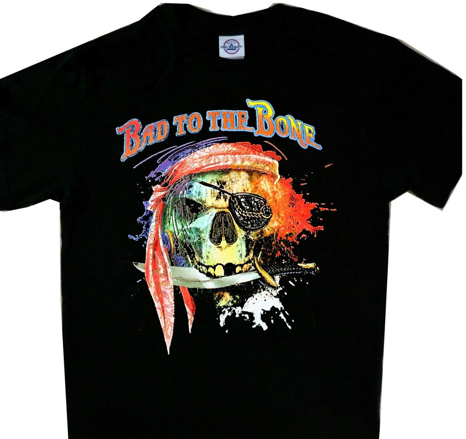 Pirate s Bad to the Bone Pirate Skull Black T shirt S