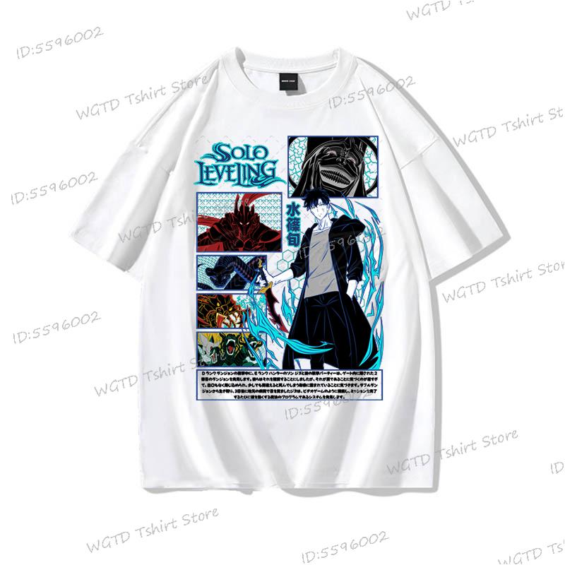 Anime Solo Leveling T Shirt Vintage Sung Jin Woo T-shirts Men Women Cotton Streetwear Short Sleeve Manga Solo Leveling Tops Tees