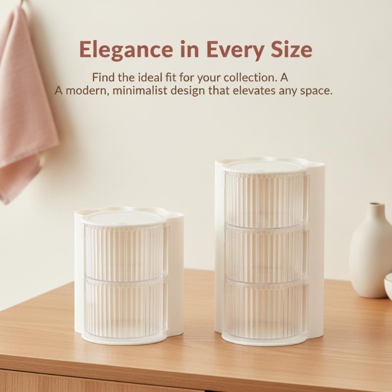 Multilayer Rotating Pen Organizer Clear Compartments Large Desk Cosmetic Storage For Home Office Student Use