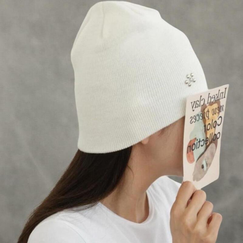 Women's Floral Cubic Studded Knit Beanie Hat