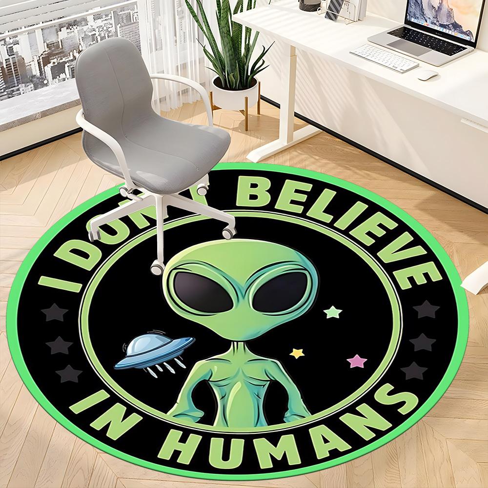 1PC Alien Pattern Chair Carpet for Office, Indoor Non-Slip Washable Carpet, Soft Comfortable Mat For Office Room yy250930082
