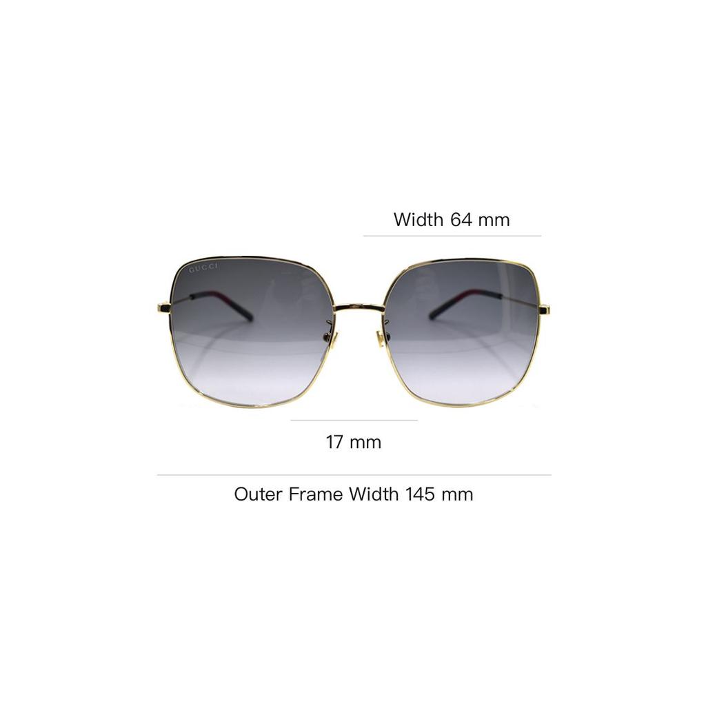 Gucci Gafas de Sol Cuadradas Ligeras de Metal con Montura Grande para Series Web y Viajes de Vacaciones para Mujer Gafas de Sol Dorado Degradado-Gris GG1195SK-001