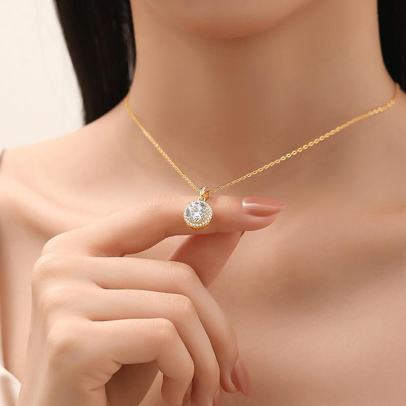 Rose Gold Geometric Zircon Necklace Women's Temperament Simple Personality Pendant
