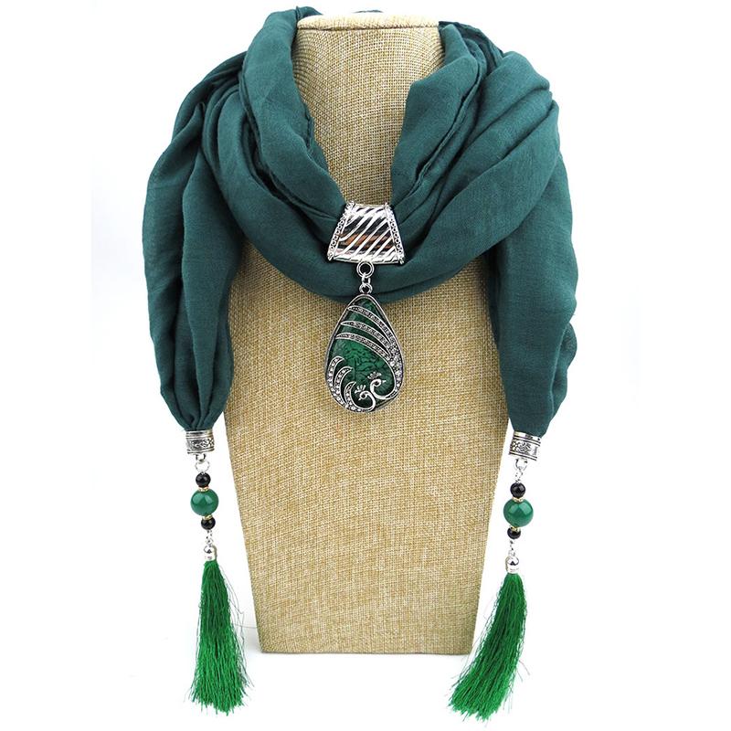 

Cotton Linen Minority Style Peacock Pendant Gem Tassel Scarf Shawl Autumn Winter Women s Scarf