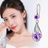 Boucles d'oreilles de luxe en argent sterling 925 avec cristal violet brillant pour femmes, bijoux tendance pour fête, mariage, fiançailles, cadeau de Noël
