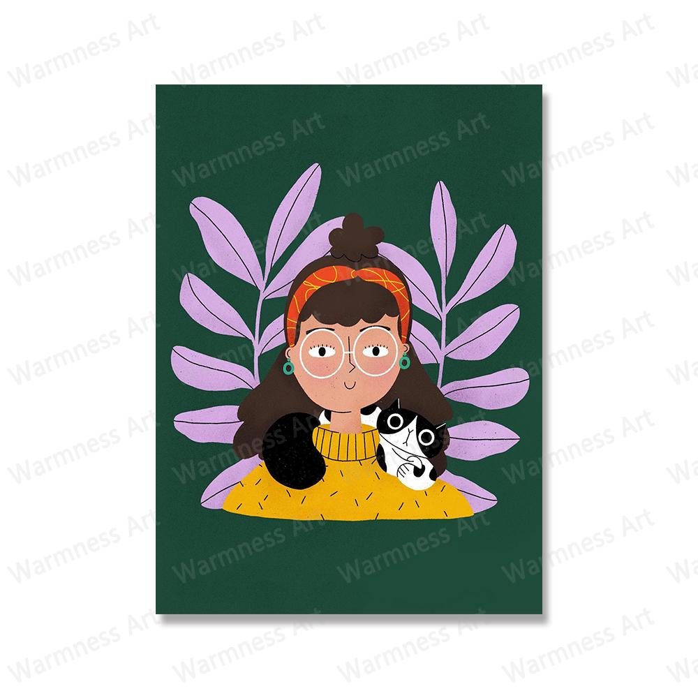 Nordic Girl With Food Posters Mojito Cocktail Canvas Painting Pizza Surfer Ice Cream Print Minimalist Picture Kitchen Home Decor