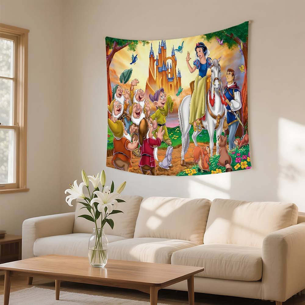 Classic Anime SsnowWhiteS Cute Tapestry Wall Hanging Tapestry Art Deco Blanket Curtain Hanging At Home Bedroom Living Room